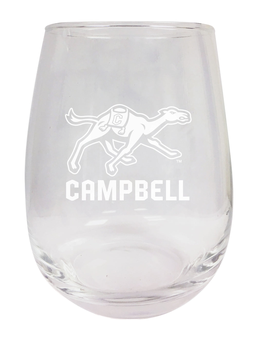 Campbell University Fighting Camels 15 oz Engraved Stemless Wine Glass Officially Licensed