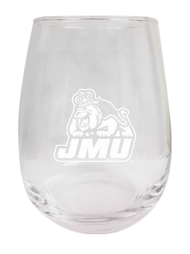 James Madison Dukes NCAA 15 oz Laser-Engraved Stemless Wine Glass - Perfect for Alumni & Fans