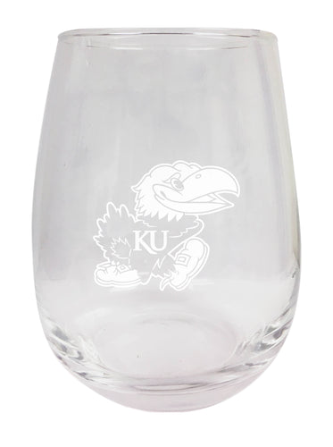 Kansas Jayhawks NCAA 15 oz Laser-Engraved Stemless Wine Glass - Perfect for Alumni & Fans