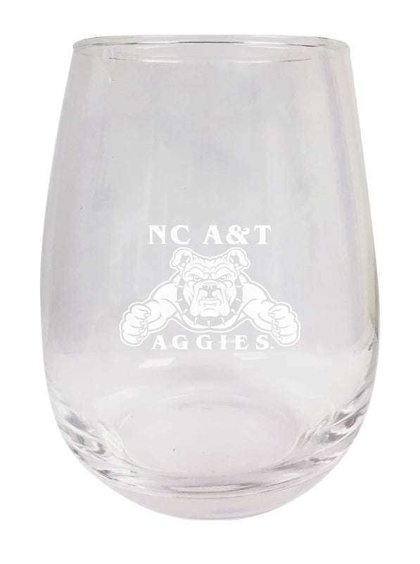 North Carolina A&T State Aggies NCAA 15 oz Laser-Engraved Stemless Wine Glass - Perfect for Alumni & Fans