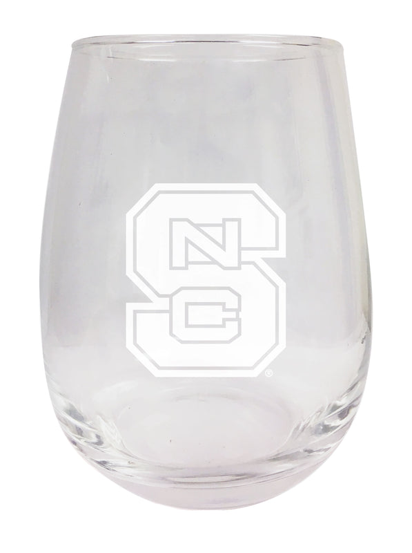 NC State Wolfpack NCAA 15 oz Laser-Engraved Stemless Wine Glass - Perfect for Alumni & Fans