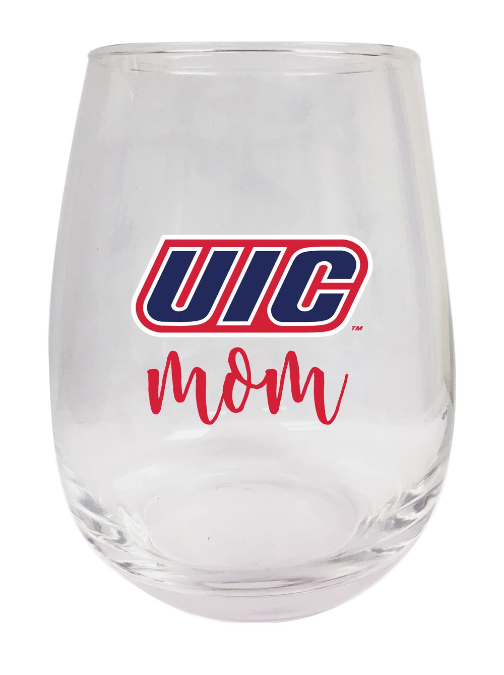 University of Illinois at Chicago 15 oz Stemless Wine Glass for Mom Officially Licensed