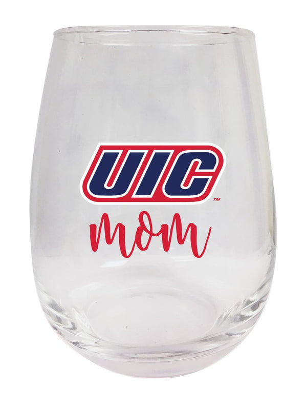 University of Illinois at Chicago 15 oz Stemless Wine Glass for Mom Officially Licensed