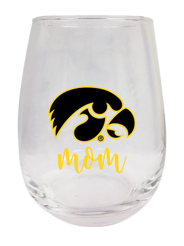 Iowa Hawkeyes 15 oz Stemless Wine Glass for Mom Officially Licensed