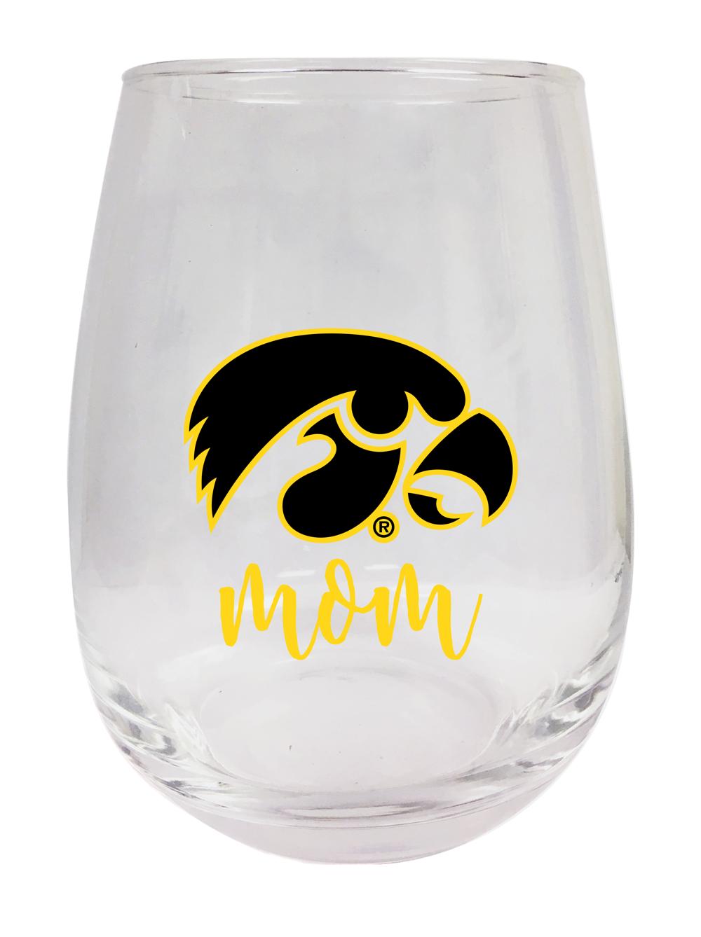 Iowa Hawkeyes 15 oz Stemless Wine Glass for Mom Officially Licensed