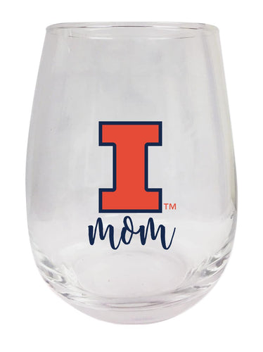 Illinois Fighting Illini 15 oz Stemless Wine Glass for Mom Officially Licensed