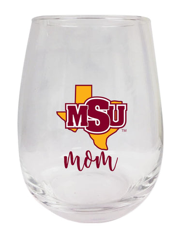 Midwestern State University Mustangs 15 oz Stemless Wine Glass for Mom Officially Licensed