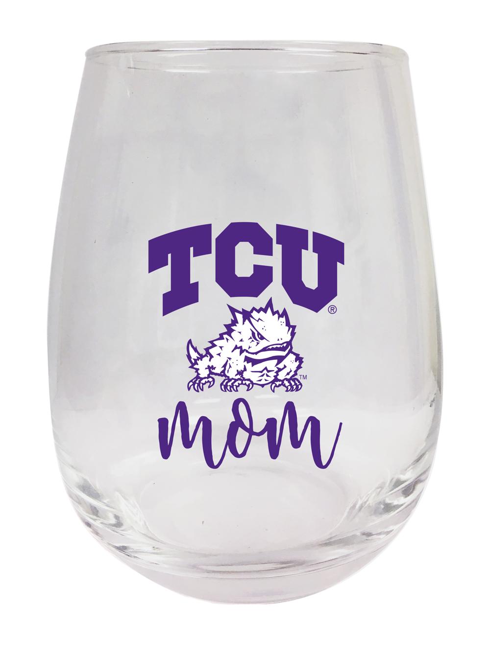 Texas Christian University 15 oz Stemless Wine Glass for Mom Officially Licensed