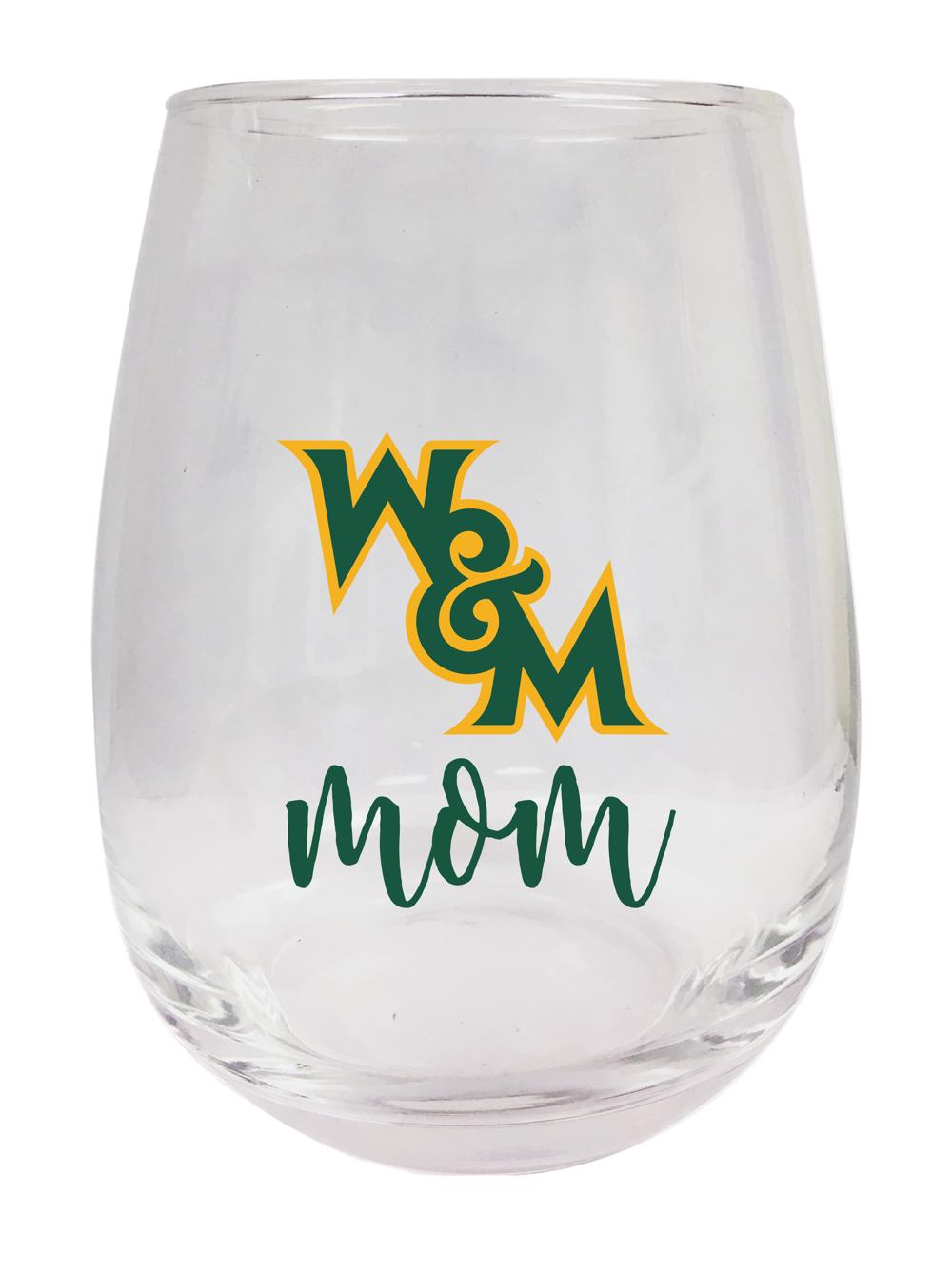 William and Mary 15 oz Stemless Wine Glass for Mom Officially Licensed