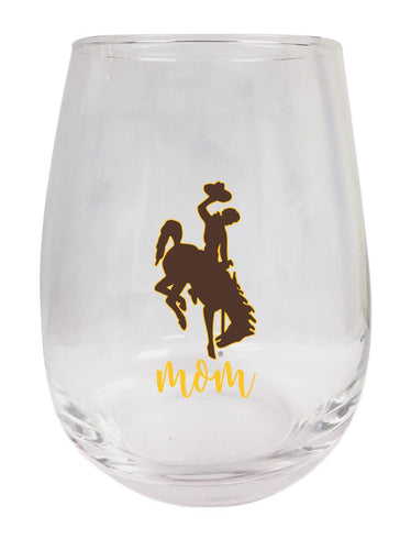 University of Wyoming 15 oz Stemless Wine Glass for Mom Officially Licensed