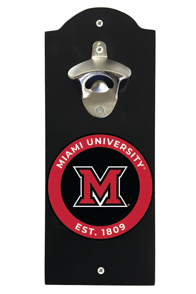 Miami University of Ohio Wall Mounted Bottle Opener Black Officially Licensed Collegiate Product Black