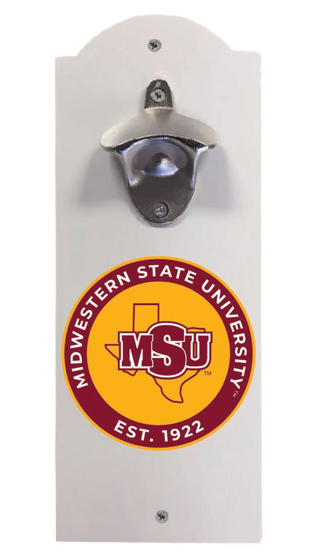 Midwestern State University Mustangs Wall Mounted Bottle Opener White Officially Licensed Collegiate Product White