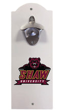Load image into Gallery viewer, Shaw University Bears Wall Mounted Bottle Opener White Officially Licensed Collegiate Product White
