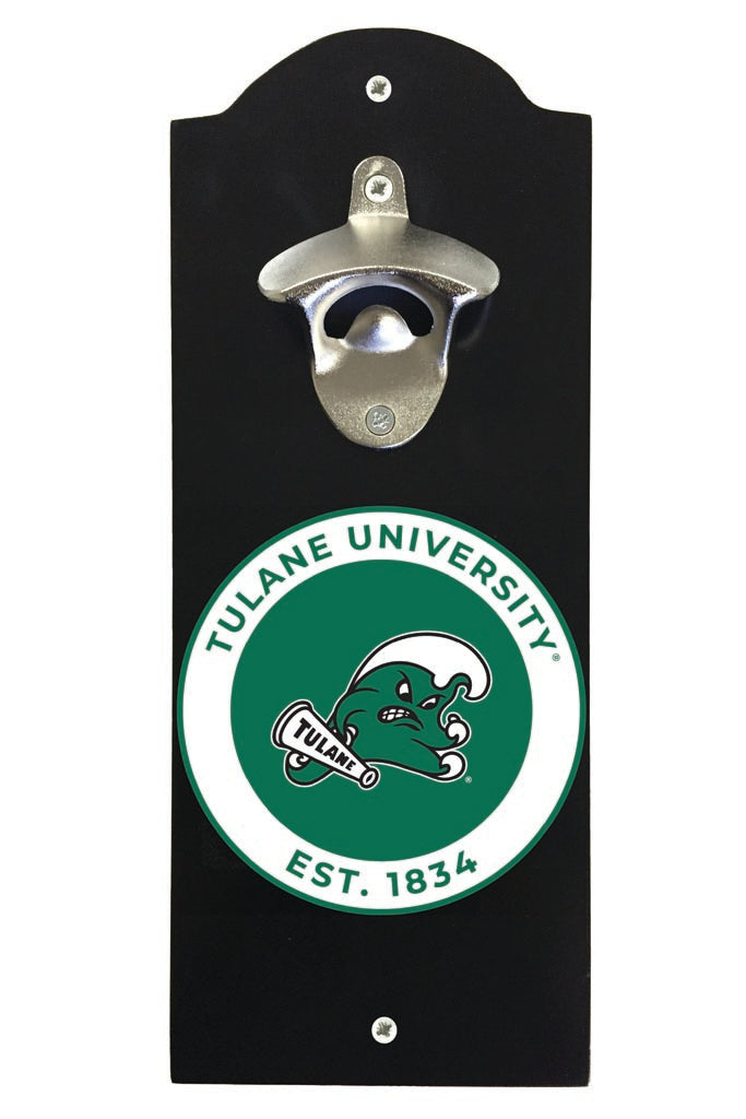 Tulane University Green Wave Wall Mounted Bottle Opener Black Officially Licensed Collegiate Product Black