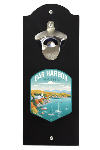 Bar Harbor Maine Design A Souvenir Wall mounted bottle opener Black Black