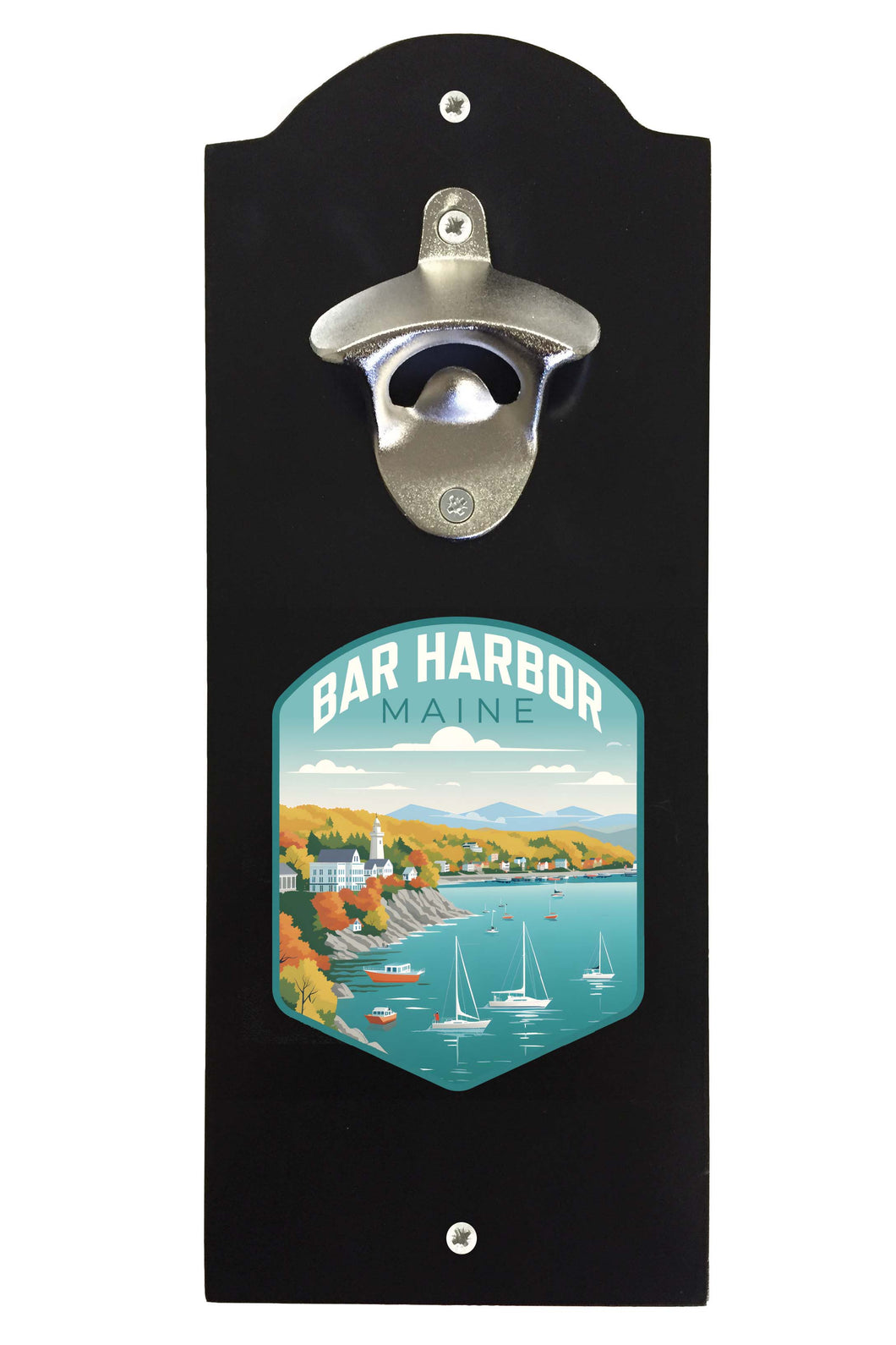 Bar Harbor Maine Design A Souvenir Wall mounted bottle opener Black Black