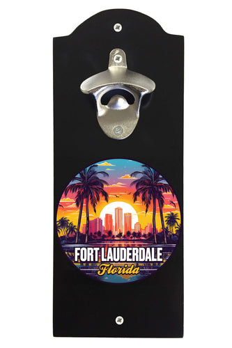 Fort Lauderdale Florida Design B Souvenir Wall mounted bottle opener Black Black