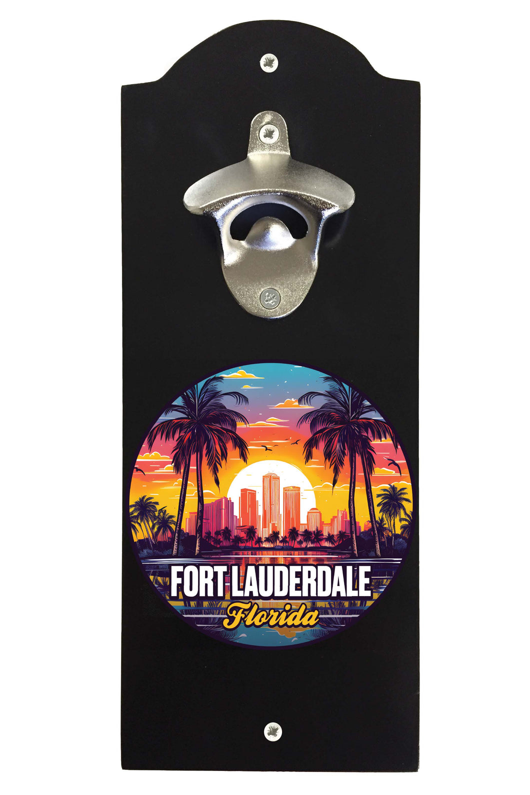 Fort Lauderdale Florida Design B Souvenir Wall mounted bottle opener Black Black