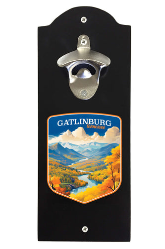 Gatlinburg Tennessee Design D Souvenir Wall mounted bottle opener Black Black