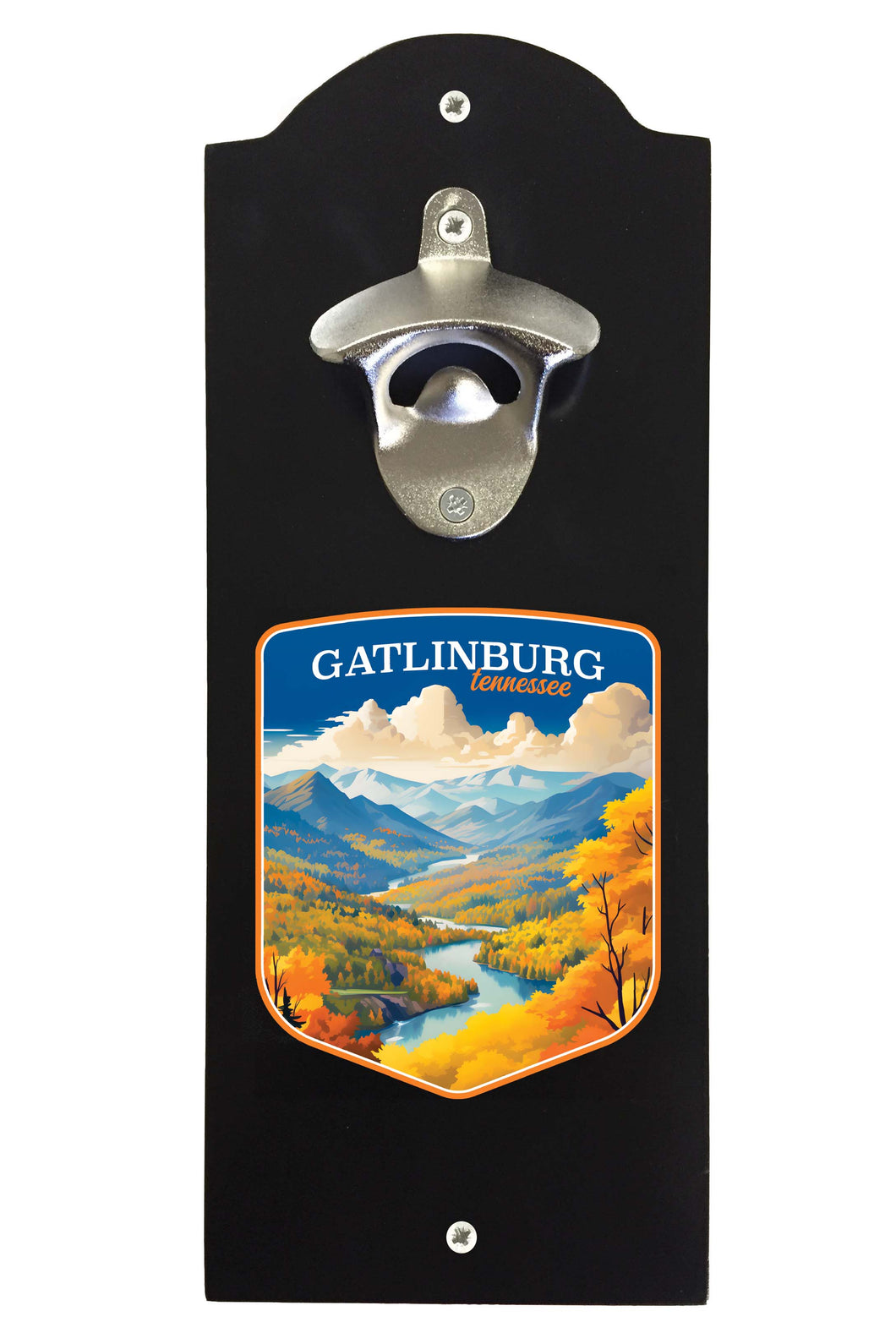 Gatlinburg Tennessee Design D Souvenir Wall mounted bottle opener Black Black