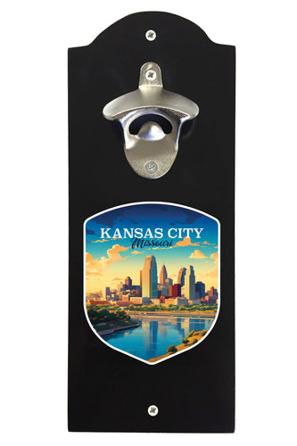 Kansas City Missouri Design A Souvenir Wall mounted bottle opener Black Black