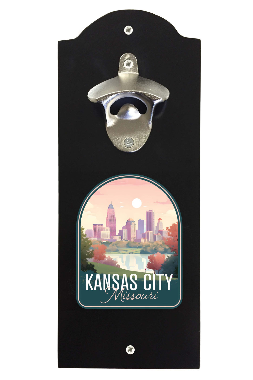 Kansas City Missouri Design B Souvenir Wall mounted bottle opener Black Black