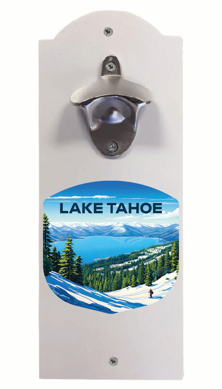 Lake Tahoe Ski Design D Souvenir Wall mounted bottle opener White White
