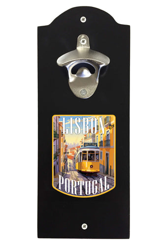 Lisbon Portugal Design A Souvenir Wall mounted bottle opener Black Black