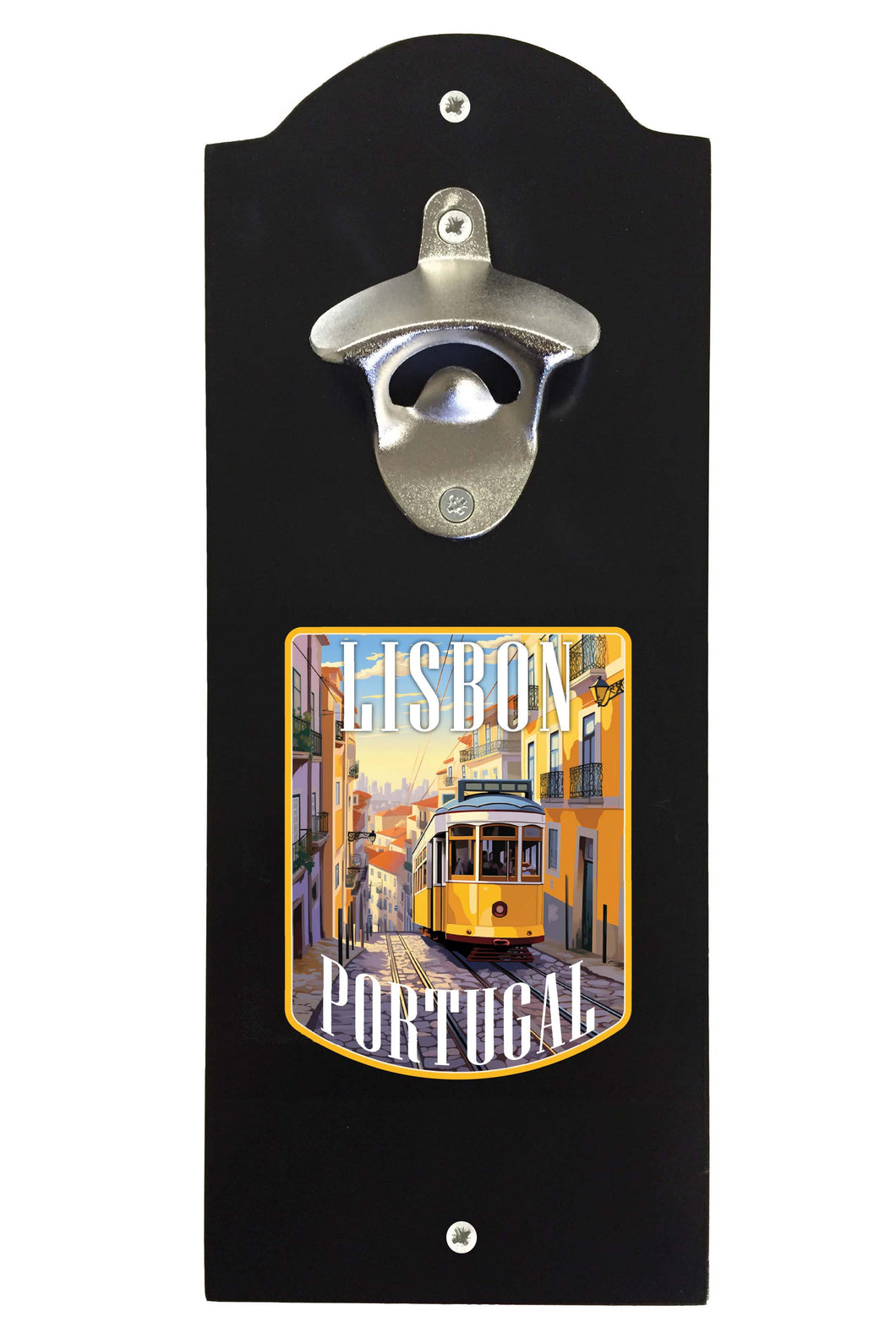 Lisbon Portugal Design A Souvenir Wall mounted bottle opener Black Black