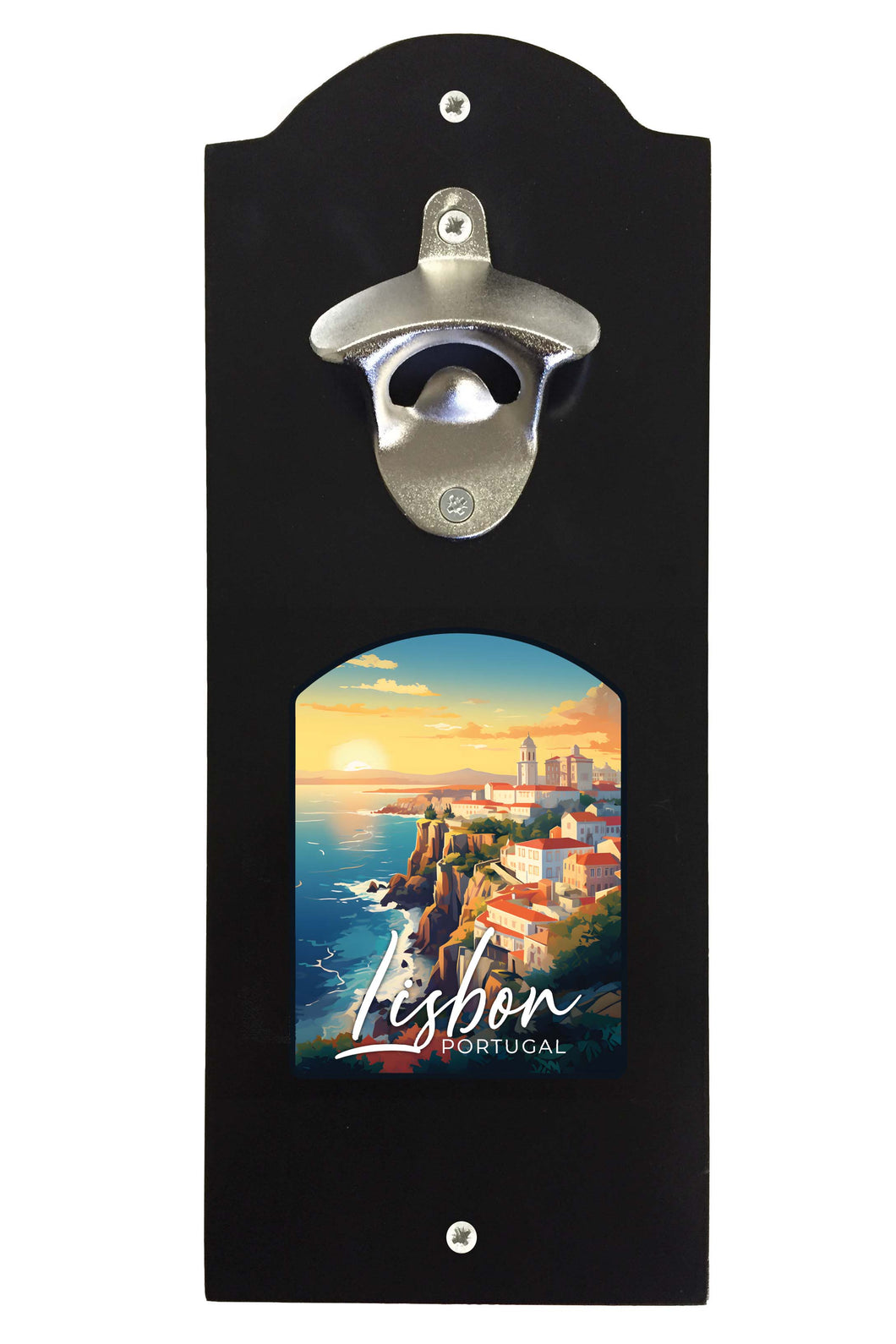 Lisbon Portugal Design B Souvenir Wall mounted bottle opener Black Black