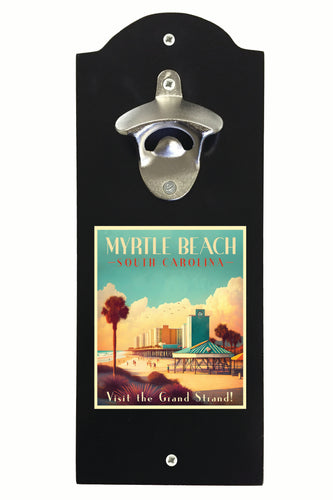 Myrtle Beach South Carolina Design A Souvenir Wall mounted bottle opener Black Black