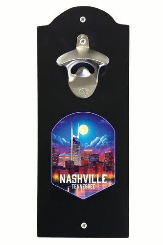 Nashville Tennessee Design D Souvenir Wall mounted bottle opener Black Black