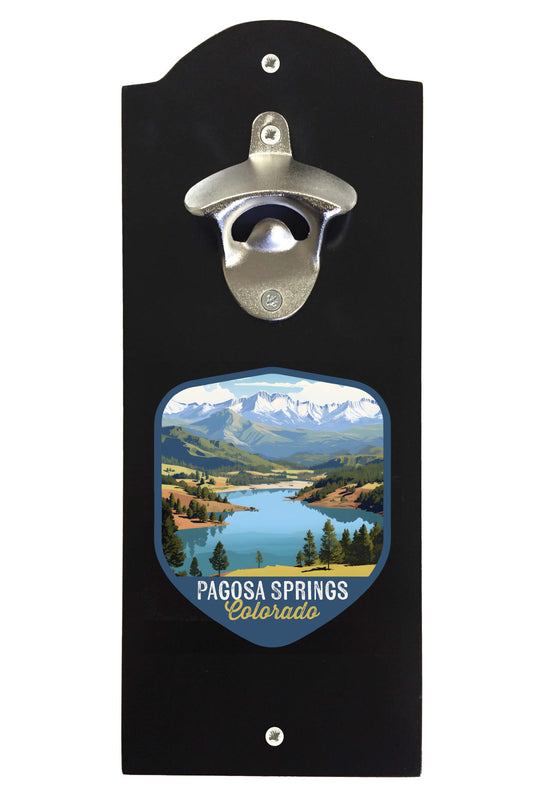 Pagosa Springs Colorado Design B Souvenir Wall mounted bottle opener Black Black