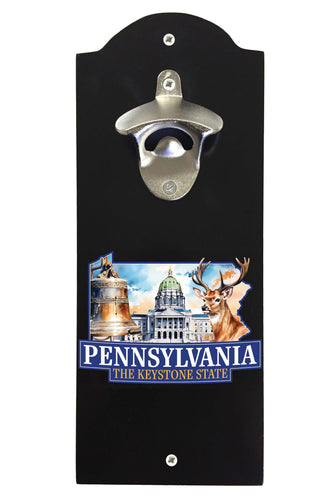 Pennsylvania Design D Souvenir Wall mounted bottle opener Black Black