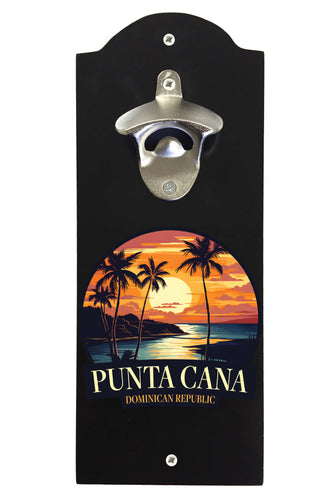 Punta Cana Dominican Republic Design E Souvenir Wall mounted bottle opener Black Black