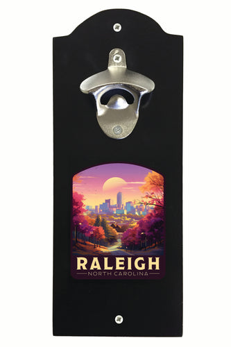 Raleigh North Carolina City of Oaks Design Souvenir Wall mounted bottle opener Black Black