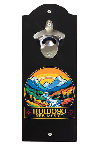 Ruidoso New Mexico Design B Souvenir Wall mounted bottle opener Black Black