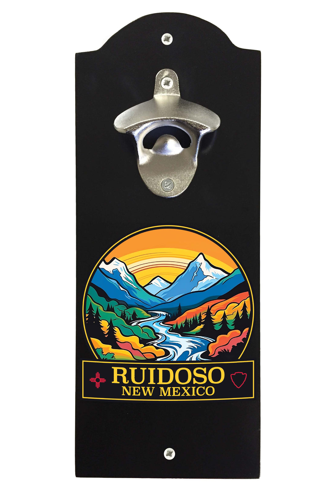 Ruidoso New Mexico Design B Souvenir Wall mounted bottle opener Black Black