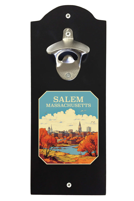 Salem Massachusettes Design A Souvenir Wall mounted bottle opener Black Black