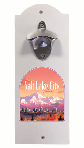 Salt Lake City Utah Design C Souvenir Wall mounted bottle opener White White