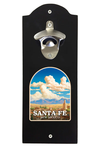 Santa Fe New Mexico Design A Souvenir Wall mounted bottle opener Black Black