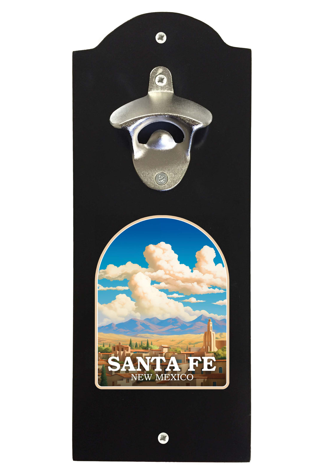 Santa Fe New Mexico Design A Souvenir Wall mounted bottle opener Black Black