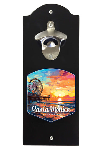 Santa Monica California Design A Souvenir Wall mounted bottle opener Black Black