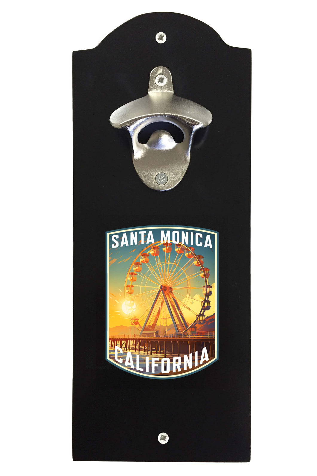 Santa Monica California Design C Souvenir Wall mounted bottle opener Black Black