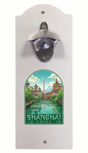Shanghai China Old Town Design Souvenir Wall mounted bottle opener White White