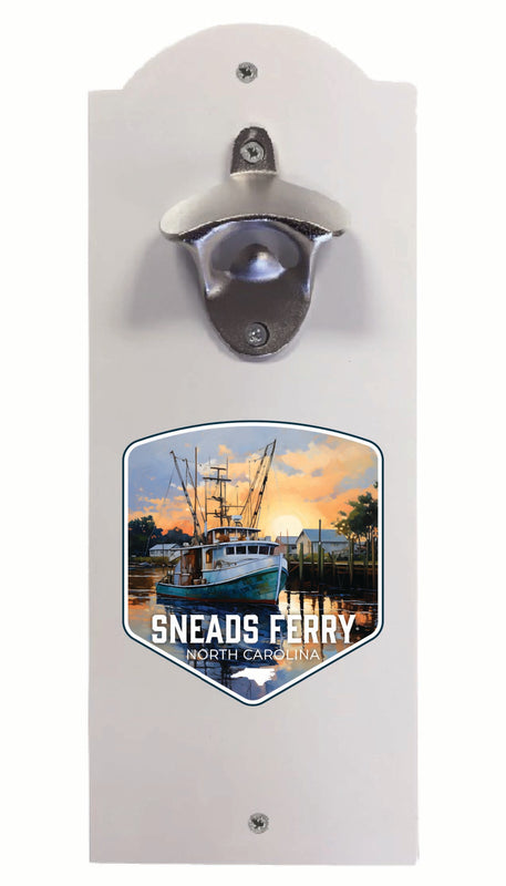 Sneads Ferry North Carolina Shrimp Boat Design Souvenir Wall mounted bottle opener White White