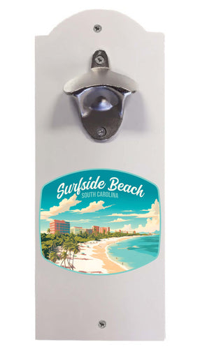 Surfside Beach South Carolina Design B Souvenir Wall mounted bottle opener White White