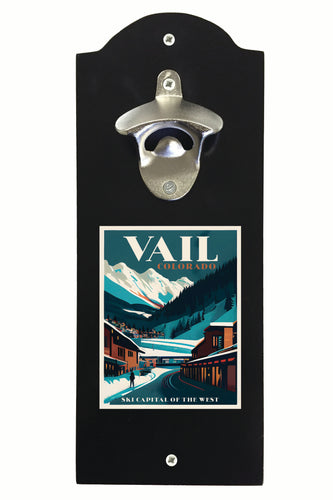 Vail Colorado Design B Souvenir Wall mounted bottle opener Black Black