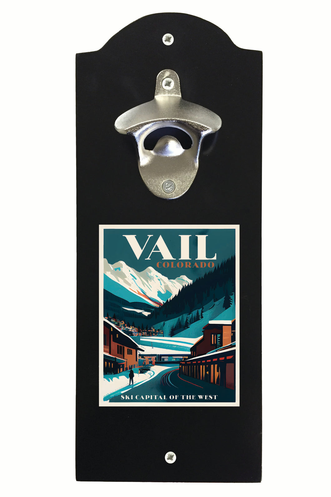 Vail Colorado Design B Souvenir Wall mounted bottle opener Black Black