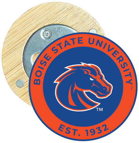 Boise State Broncos Round Wood Magnetic Bottle Opener 2.5